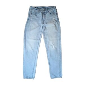 American Eagle Flex Mom Jeans Women's 28x30 Light Wash Distressed High Rise